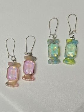 Iridescent Pink & Aqua Candy Drop Earrings